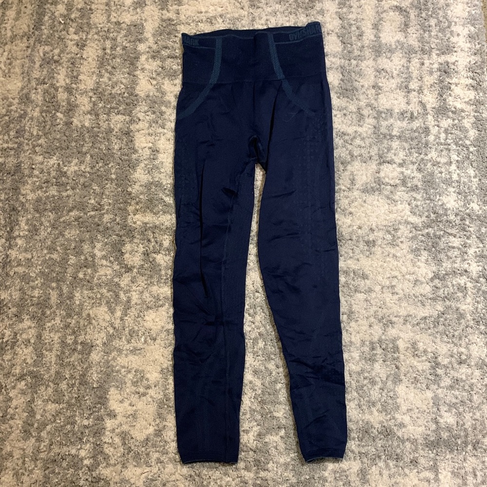 Size S navy blue Gymshark leggings, defined the glutes and worn only a few times
